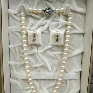 【E1789AM】パールネックレス 留め具 シルバー・WGK14イヤリングセット 鑑別書付き 真珠 の画像2