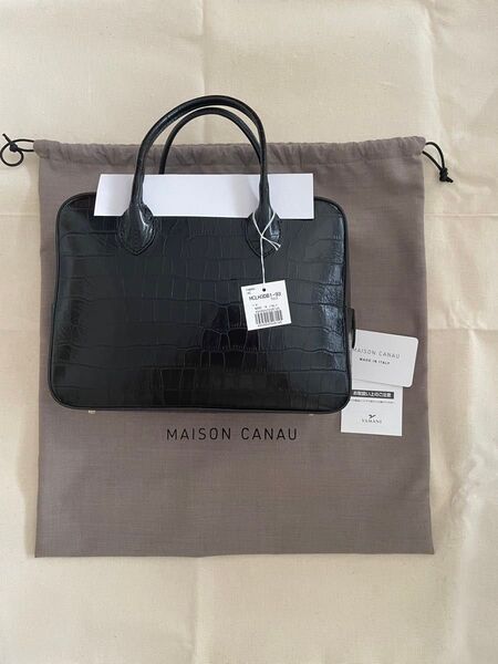 MAISON CANAU メゾンカナウ ボックスボストンM クロコ 美品