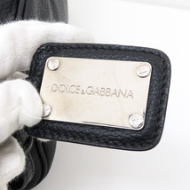 ドルチェ&ガッバーナ DOLCE＆GABBANA ロゴプレート メンズ セカンドバッグ BT0891 レザー ブラック 中古 [質イコー]_画像4