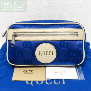 グッチ Gucci Off The Grid／オフザグリッド ベルトバッグ／ボディバッグ 631341 GGナイロン ブルー 日本限定 美品 [質イコー]