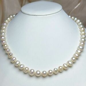 本真珠ネックレス9mm 天然パールネックレス42cm Pearl jewelry necklace