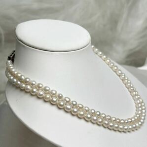 本真珠ネックレス二連5mm 天然パールネックレス 41cm Pearl necklace jewelry 天然パールの画像2