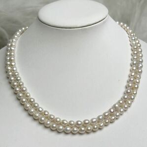 本真珠ネックレス二連5mm 天然パールネックレス 41cm Pearl necklace jewelry 天然パールの画像4
