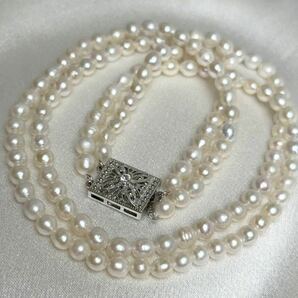本真珠ネックレス二連5mm 天然パールネックレス 41cm Pearl necklace jewelry 天然パールの画像5