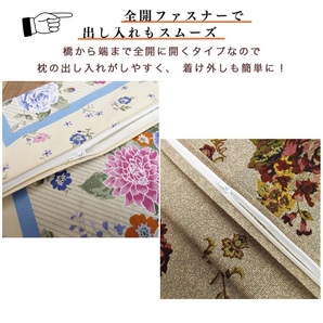 ２枚セットで超激安！日本製 綿100％ 枕カバー 35×50cm用 ファスナー式 ピローケース コットン100％マクラカバー まくらカバーC柄の画像4