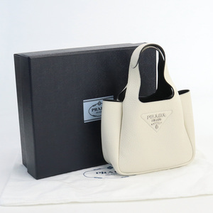 中古良品プラダPRADA レザー ハンドバッグ　ブランド レザー 1BA349 2DKV F0G3Z ホワイト系　 ランク：A us-2 レディース