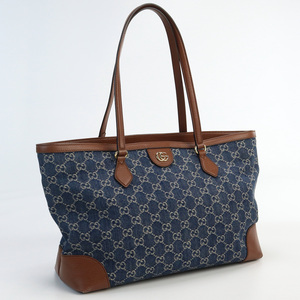 中古グッチGUCCI GGデニム トートバッグ　ブランド デニム 631685 ネイビー系　 ランク：AB us-2 レディース