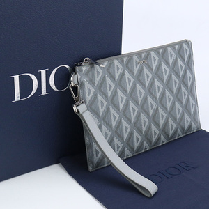 中古良品ディオールChristian Dior A5 ポーチ CDダイヤモンドキャンバス 2ESCA338DCO H42E グレー系　 ランク：A us-2 メンズ