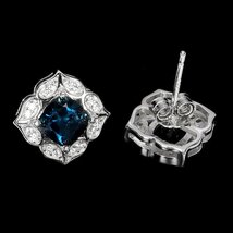 【1円新品】イケゾエガレ｜2.00ct 天然ロンドンブルートパーズ ダイヤモンド K14WG仕上ピアス｜本物保証｜作家モノ｜NGL鑑別対応_画像6