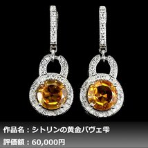 【1円新品】イケゾエガレ｜6.00ct 天然ゴールデンシトリン ダイヤモンド K14WG仕上ピアス｜本物保証｜作家モノ｜NGL鑑別対応_画像1