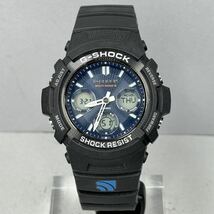 極美品 G-SHOCK AWG-M100SB-2AJF タフソーラー 電波受信 電波ソーラー マルチバンド6 アナログ/デジタル アナデジ ブラック ネイビー_画像5