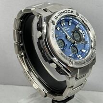 極美品 G-SHOCK GST-W110D-2AJF GスチールG-STEELタフソーラー 電波受信 電波ソーラー マルチバンド6 メタルバンド ブルー アナデジ_画像6