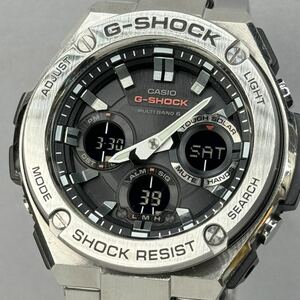 極美品 G-SHOCK GST-W110D-1AJF G-STEEL/Gスチール タフソーラー 電波受信 電波ソーラー マルチバンド6 メタルバンド 反転液晶 アナデジ 