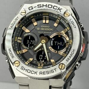 美品 G-SHOCK GST-W110D-1A9JF G-STEEL/Gスチール タフソーラー 電波受信 電波ソーラー マルチバンド6 メタルバンド ゴールド アナデジの画像1