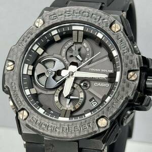 良品 箱説タグ付G-SHOCK GST-B100X-1AJF GスチールG-STEEL タフソーラー Bluetooth搭載モバイルリンク カーボンベゼル ブラック アナログ