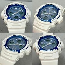 極美品 G-SHOCK AWG-M100SWB-7AJF タフソーラー 電波受信 電波ソーラー マルチバンド6 アナログ/デジタル アナデジ ホワイト ブルー_画像4