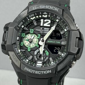 極美品G-SHOCK GA-1100-1A3JF SKYCOCKPIT スカイコックピット アナデジ グリーン ブラック 反転液晶 方位/温度計測 ツインセンサー 