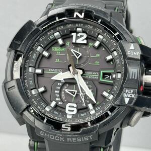 美品 G-SHOCK GW-A1100-1A3JF グラビティマスター タフソーラー 電波受信 電波ソーラー マルチバンド6 方位計搭載 ブラック グリーン