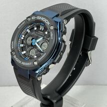 極美品 箱説付 G-SHOCK GST-W300G-1A2JF GスチールG-STEEL タフソーラー 電波受信 電波ソーラー マルチバンド6 アナデジ ブラック ブルー_画像7