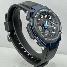 極美品 箱説付 G-SHOCK GST-W300G-1A2JF GスチールG-STEEL タフソーラー 電波受信 電波ソーラー マルチバンド6 アナデジ ブラック ブルー_画像6