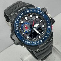 極美品G-SHOCK GWN-1000B-1BJF GULFMASTER タフソーラー 電波受信 電波ソーラー マルチバンド6 トリプルセンサー ブラック ブルー アナデジ_画像2