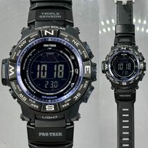 美品 PROTREK PRW-3500Y-1JF タフソーラー 電波受信 電波ソーラー マルチバンド6方位/温度/気圧計 トリプルセンサー ブラック 反転液晶_画像3