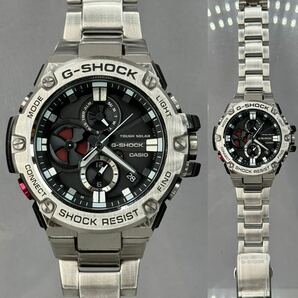 極美品G-SHOCK GST-B100D-1AJF GスチールG-STEEL タフソーラー Bluetooth搭載モバイルリンク メタルバンド/メタルベゼル ブラック シルバーの画像3