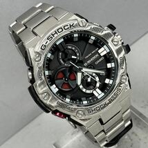 極美品G-SHOCK GST-B100D-1AJF GスチールG-STEEL タフソーラー Bluetooth搭載モバイルリンク メタルバンド/メタルベゼル ブラック シルバー_画像2