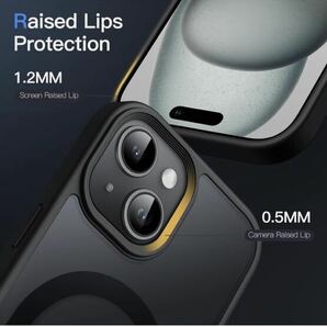 F7 JEDirect iPhone 15 6.1インチ用 マグネット ケース MagSafeに対応 半透明のマット背面 薄型 耐衝撃 カバー (ブラック)の画像6