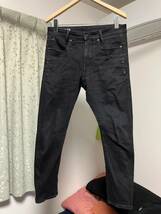 USED美品！G-STARRAW☆ジースターロウ☆D-STAQ 3D SLIM☆ストレッチデニムパンツW28L30黒ブラックジーンズ _画像1