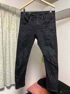 USED美品！G-STARRAW☆ジースターロウ☆D-STAQ 3D SLIM☆ストレッチデニムパンツW28L30黒ブラックジーンズ 