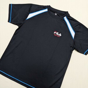 ☆AC131 新品 未使用 FILA フィラ メンズ L 半袖 Tシャツ カットソー 黒 薄手 スポーツ ウェア トレーニング フィットネス