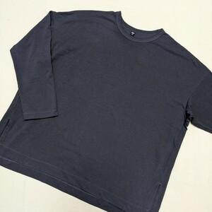 ☆AC146 UNIQLO ユニクロ レディース 3XL 長袖 UVカット スリット Tシャツ カットソー グレー クルーネック 大きいサイズ