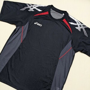 *AC153 asics Asics мужской XO короткий рукав футболка cut and sewn чёрный тонкий спорт одежда тренировка фитнес большой размер 