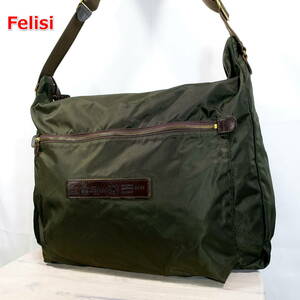 【良品】フェリージ　大型ショルダーバッグ　9311　felisi　焦げ茶