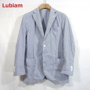 【定番】ルビアム　春夏シアサッカージャケット　Lubiam　L.B.M.1911　サイズ４８（Ｌ相当）　白青