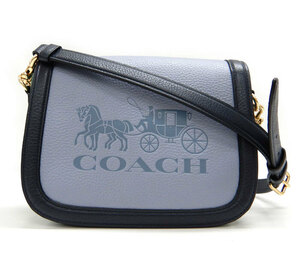 美品 COACH コーチ E2111-C5776 カラーブロック ショルダーバッグ FB2942 グレー×グリーン 斜め掛け ポシェット