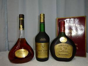 古酒 未開栓 3本セット 40%/700ml ミュコー VSOP/コニャック ROY RENE XO/De Castelfort ナポレオン アルマニャック ブランデー