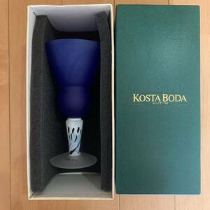 希少 未使用 北欧 スウェーデン Kosta Boda コスタボダ art glass ワイングラス アート 手吹きガラス 箱入り 送料無料