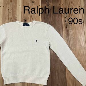 90s Ralph Lauren ラルフローレン Polo sports ポロスポーツ インパクト21 コットンニット 刺繍ロゴ セーター ヴィンテージ 玉mc2628