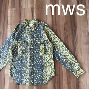 mws エムダブリューエス ミリタリーシャツ 総柄 長袖 レオパード ヒョウ柄 コットンシャツ デザインシャツ サイズM 玉mc2647