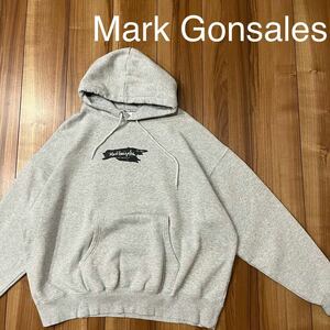 Mark Gonzales マークゴンザレス sweat hoodie スウェットパーカー プルオーバー ビッグプリント グレー サイズL 玉mc2664