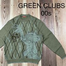 00s GREEN CLUBS グリーンクラブ ライカ TOM&JERRY トムとジェリー ビッグ刺繍ロゴ レトロ カーキ サイズ4 (L) 玉mc2669_画像1