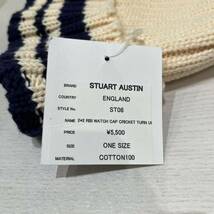 新品 英国製 STUART AUSTIN スチュアートオースティン ニット帽 キャップ 帽子 コットン オールシーズン ボーダー ネイビー 玉mc2680_画像8