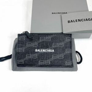 BALENCIAGA バレンシアガ　フラグメントケース　コイン＆カードケース　bbロゴ総柄　ブラック　ホワイト