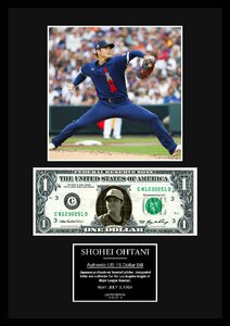 MLB ロサンゼルス・エンゼルス 【 大谷翔平 】プロ野球選手/写真本物USA1ドル札フレーム証明書付-8