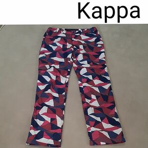 【美品】Kappa　 ゴルフウェア　 パンツ　 ロングパンツ ボトムス　L　 総柄　カラフル　裏起毛　防寒　カッパ