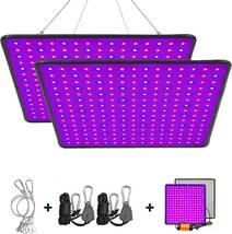 【新品】GREENSINDOOR 植物育成ライト 400W相当 LEDランプ 育成用ライト パネルライト フルスペクトル フルスペクトラム パープル2枚セット_画像1