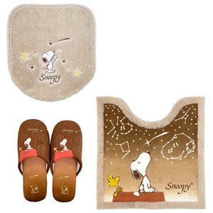 * star empty Snoopy / Brown * star empty Snoopy toilet 3 point set toilet mat set 3 point star empty Snoopy Snoopy goods cover cover 