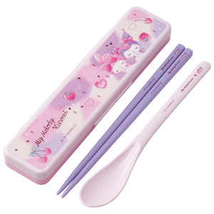 * My Melody * black mi/ Rav Rav * character anti-bacterial combination set Skaterske-ta- character . chopsticks spoon chopsticks case set 